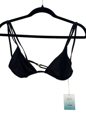 Andie Demi Moore The Cannes Top Black Triangle Strappy Bikini Sz M NWT